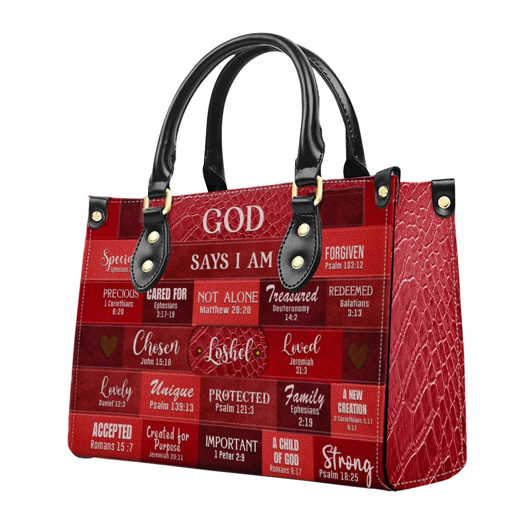 Inspirational Scripture - Custom Leather Handbag - GOD Says I Am Red - Image 3