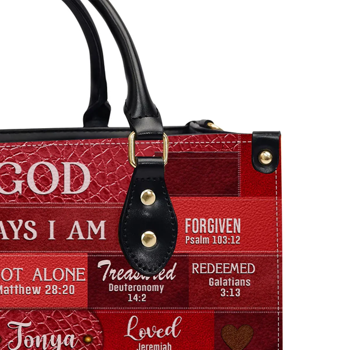 Inspirational Scripture - Custom Leather Handbag - GOD Says I Am Red - Image 5