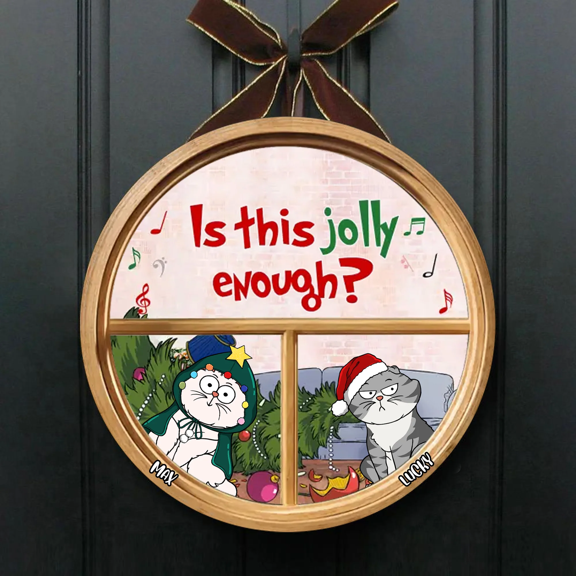 Is This Jolly Enough - Christmas Gift For Cat Lover - Personalized Custom Wood Sign - CLP03 NH96 - Image 3