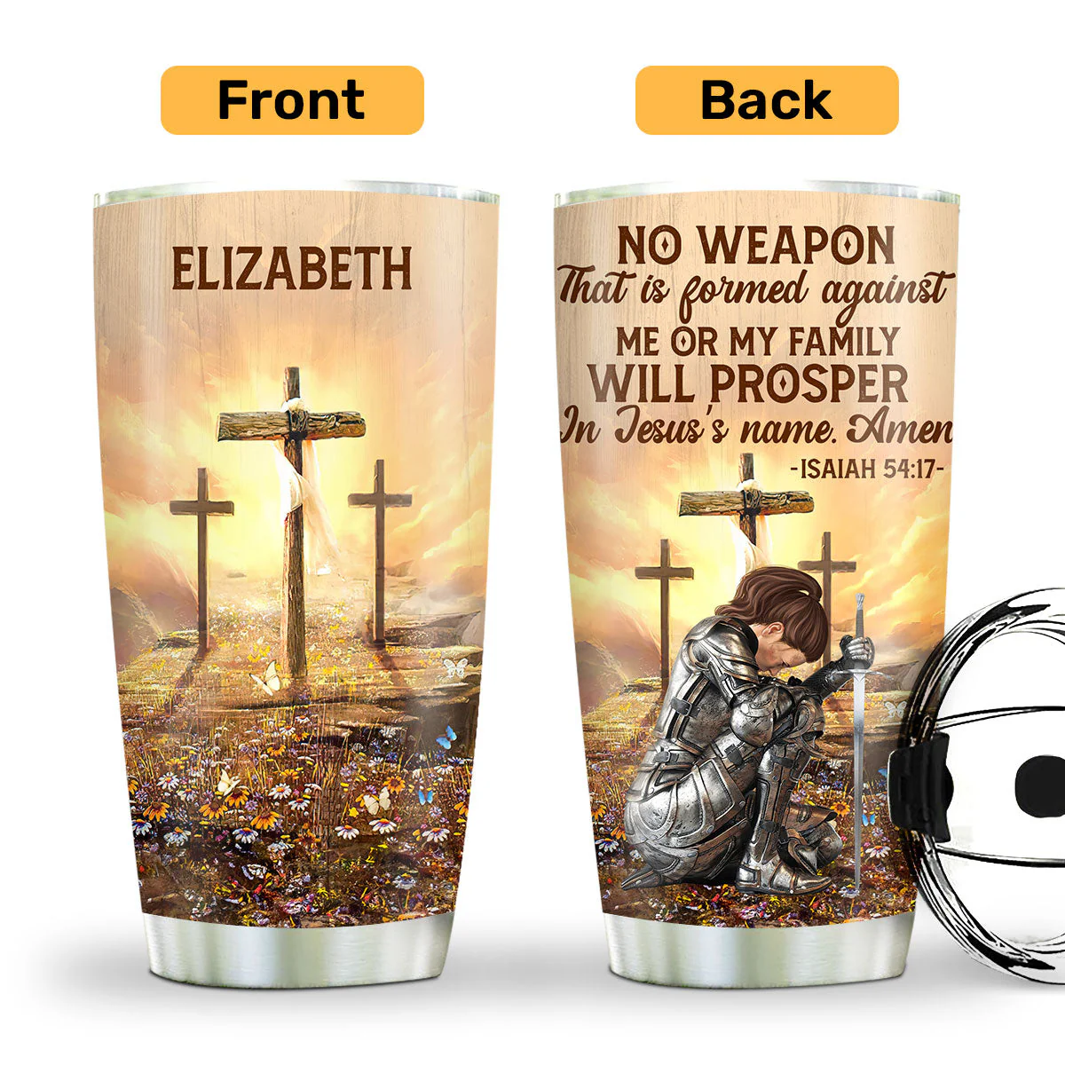 Isaiah 54:17 No Weapon - Personalized Stainless Steel Tumbler - Gift For Her | CLGOD03 HN02 - Image 3