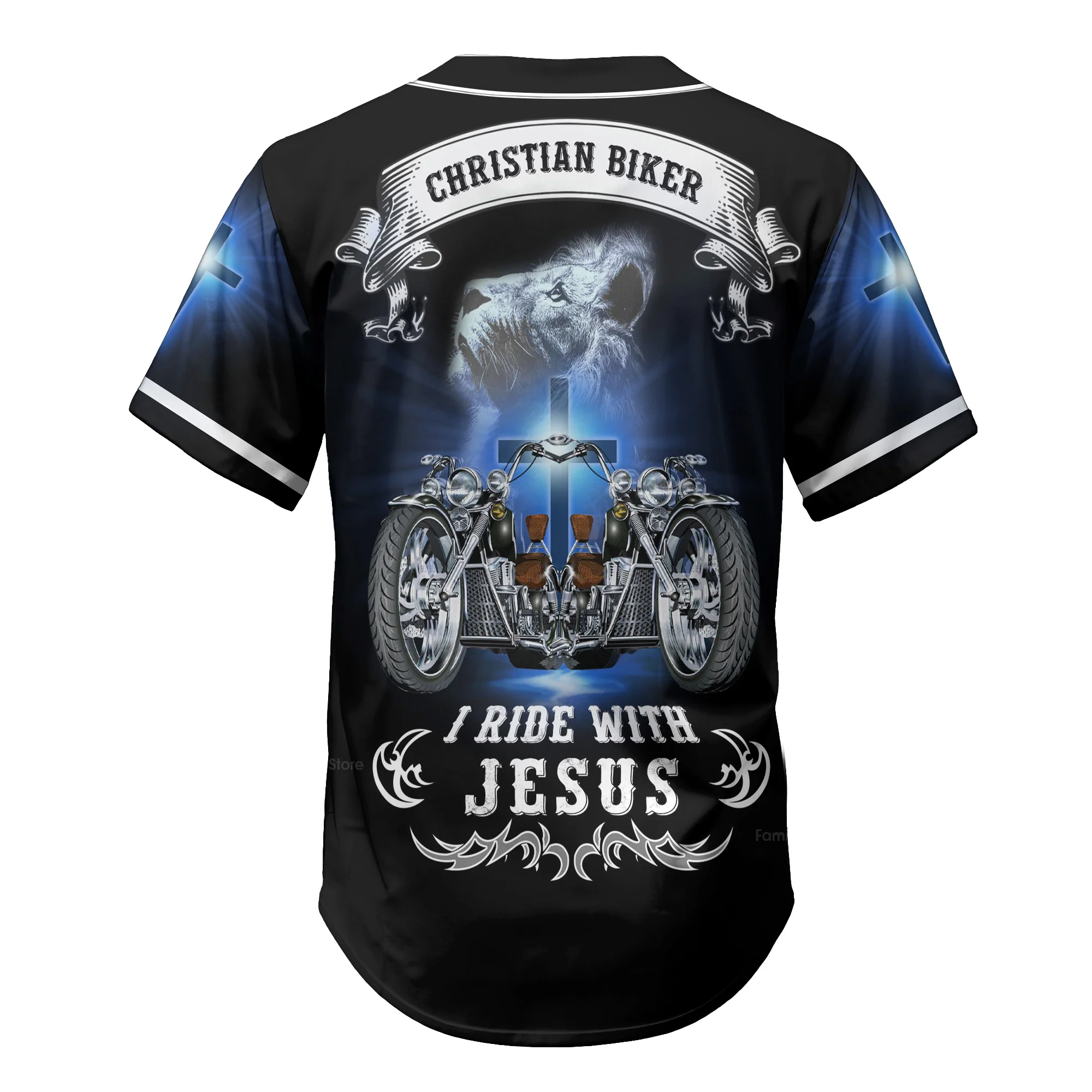 I Ride With Jesus Christian Biker - Baseball Jersey - Christant Gift For Him - Image 7