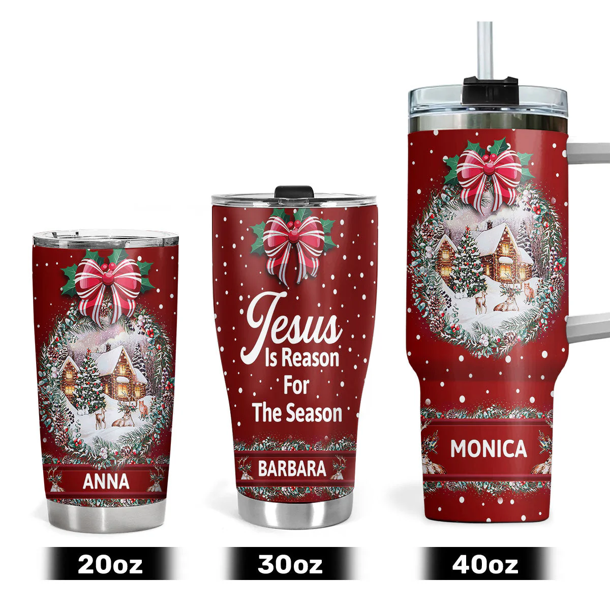 Jesus Is Reason For The Season | Personalized Stainless Steel Tumbler - Image 4