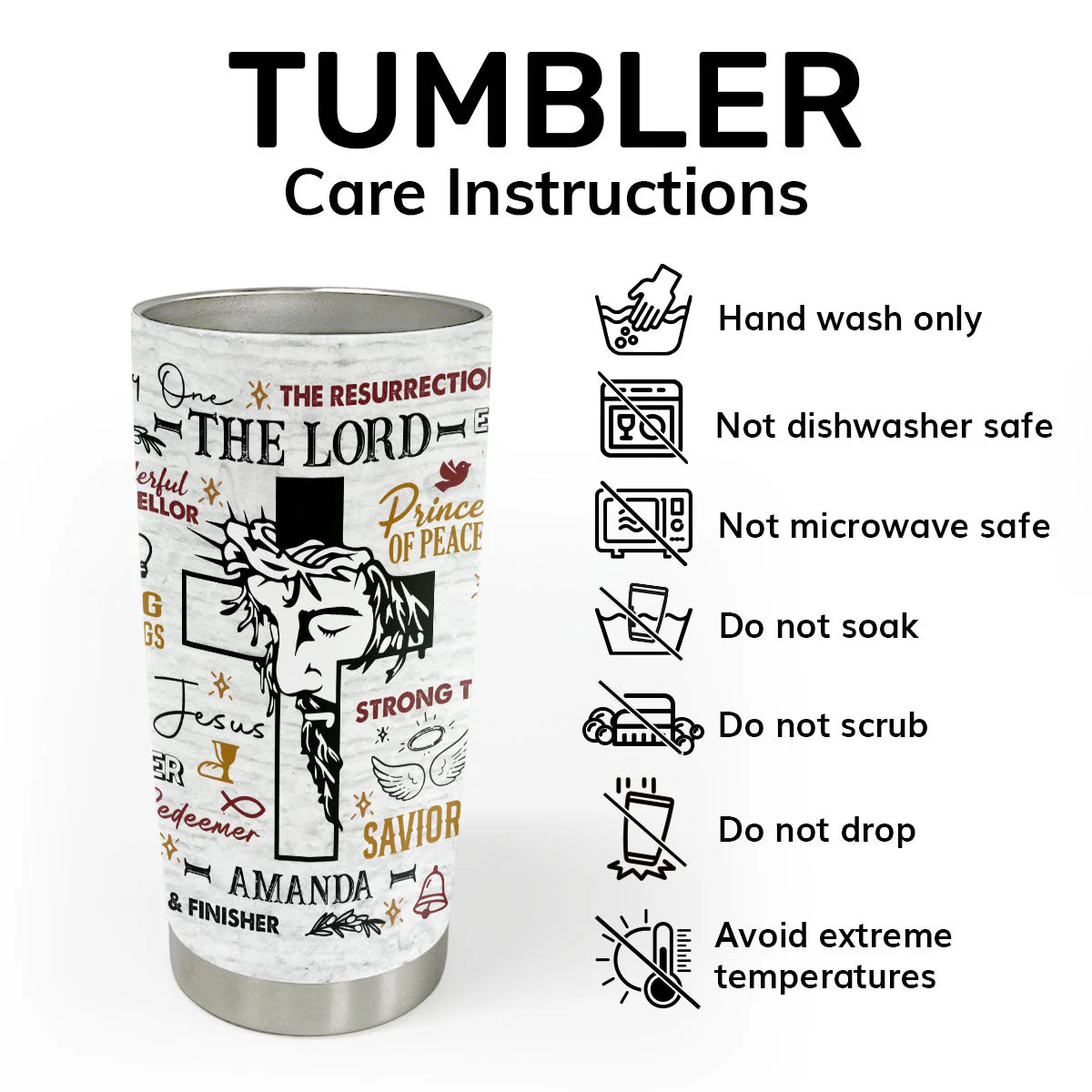 Jesus The Lord Of Lords | Personalized Stainless Steel Tumbler - Image 4