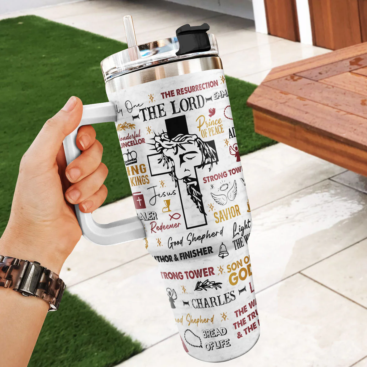 Jesus The Lord Of Lords | Personalized Stainless Steel Tumbler - Image 5