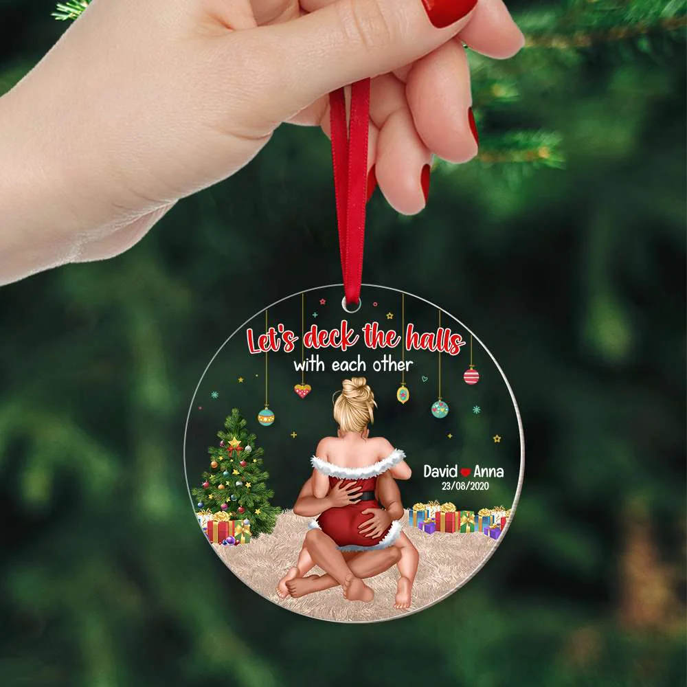 Let's Deck The Halls With Each Other - Personalized Acrylic Ornament - Funny Couple Gift For Christmas | CL28 HH01 - Image 3
