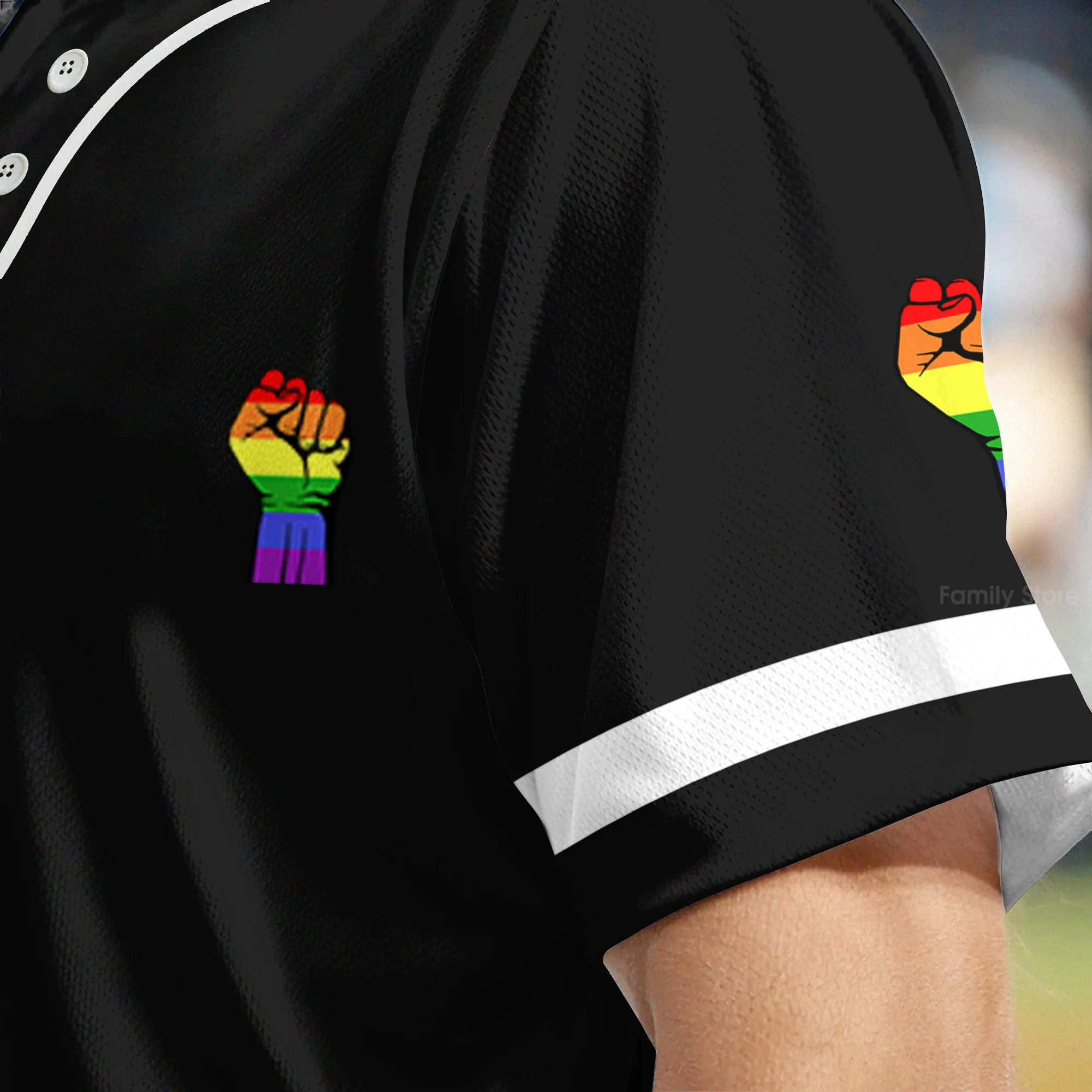 LGBT Hand Up Baseball Tee Jersey Shirt - Image 5