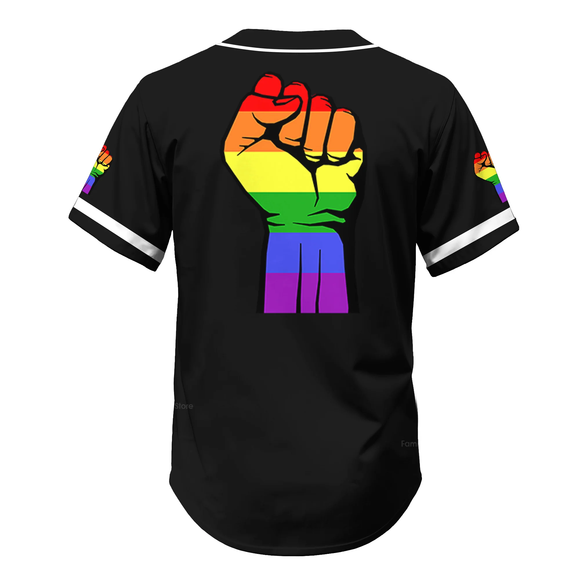 LGBT Hand Up Baseball Tee Jersey Shirt - Image 6