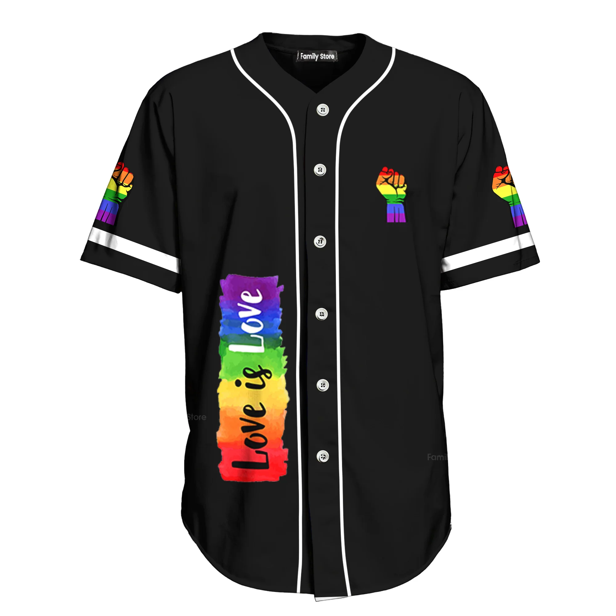 LGBT Hand Up Baseball Tee Jersey Shirt - Image 7