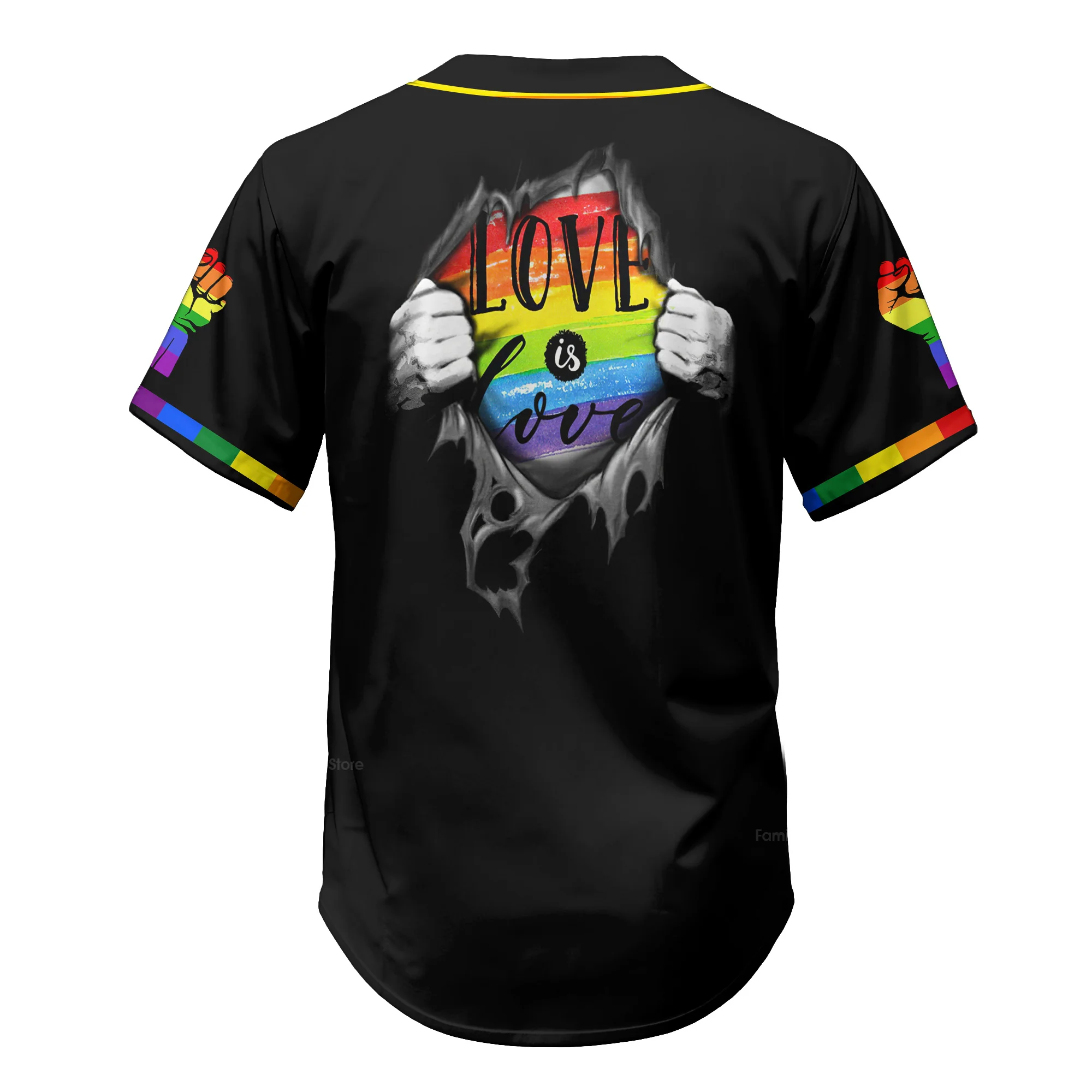 LGBT Love Is Love Baseball Tee Jersey Shirt - Image 6