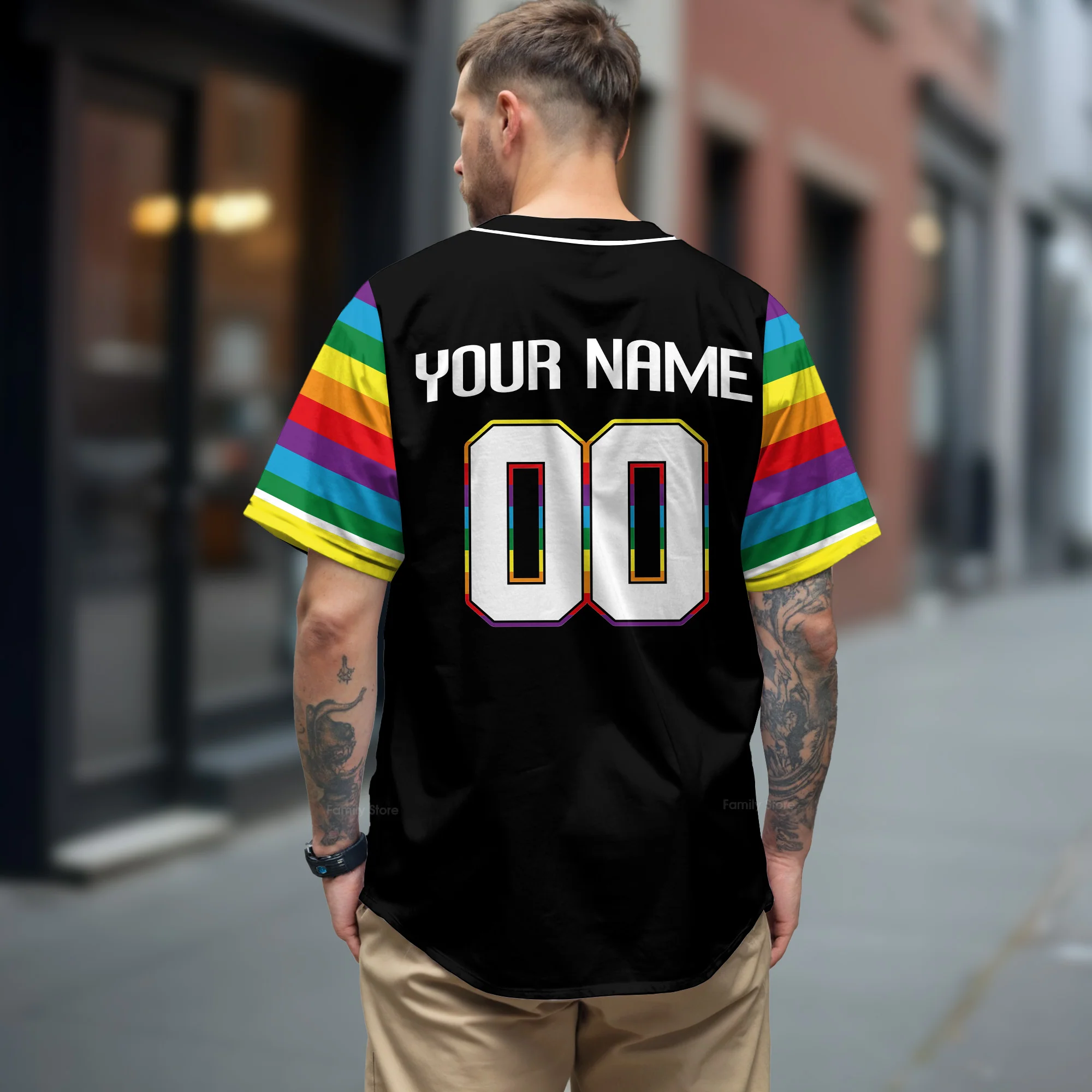 LGBT Pride Personalized Name and Number - Baseball Jersey - Christant Gift For Him - QT204323Td - Image 3