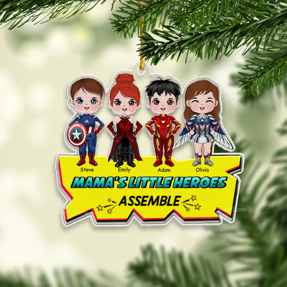 Little Heroes Assemble - Gift For Family, Kids - Personalized Acrylic Ornament - CL24 NA94 - Image 3