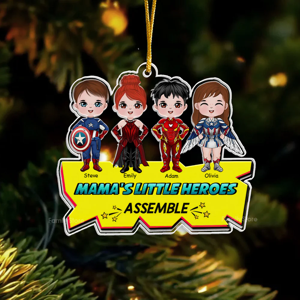 Little Heroes Assemble - Gift For Family, Kids - Personalized Acrylic Ornament - CL24 NA94 - Image 4
