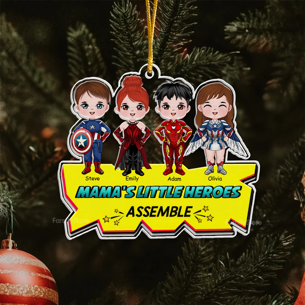 Little Heroes Assemble - Gift For Family, Kids - Personalized Acrylic Ornament - CL24 NA94 - Image 5