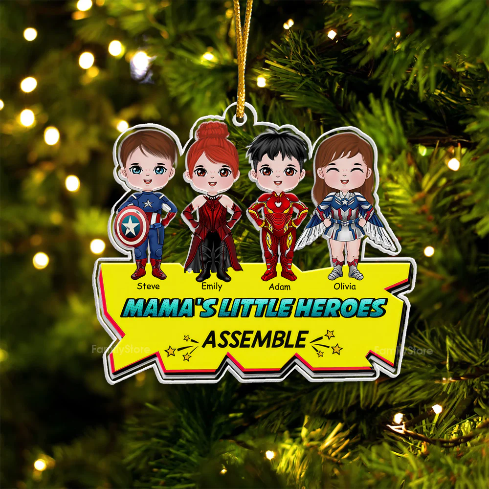 Little Heroes Assemble - Gift For Family, Kids - Personalized Acrylic Ornament - CL24 NA94 - Image 6