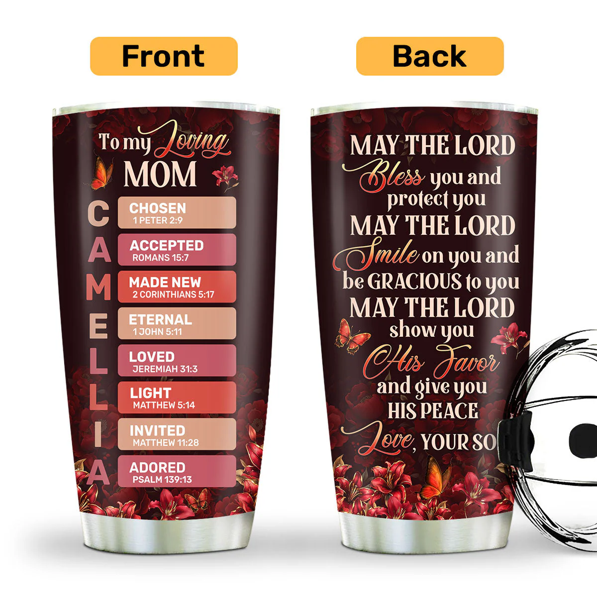 May The Lord Bless You - Personalized Stainless Steel Tumbler - Gift For Her | HN02 - Image 3