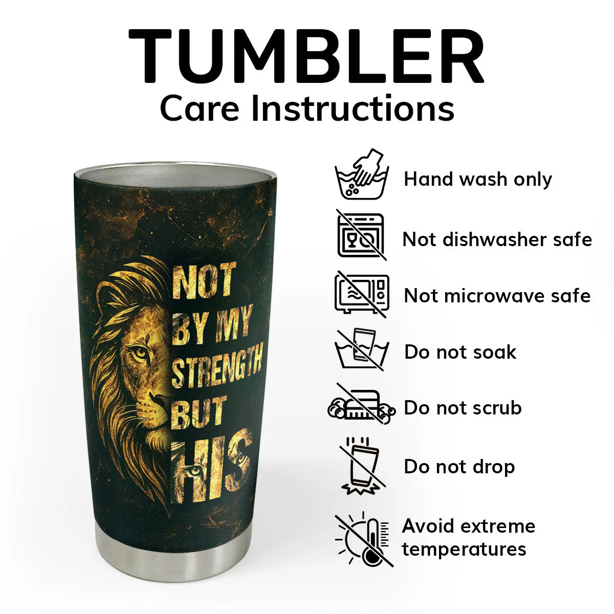 Not By My Strength But His - Personalized Stainless Steel Tumbler - Gift For Him | HN02 - Image 6