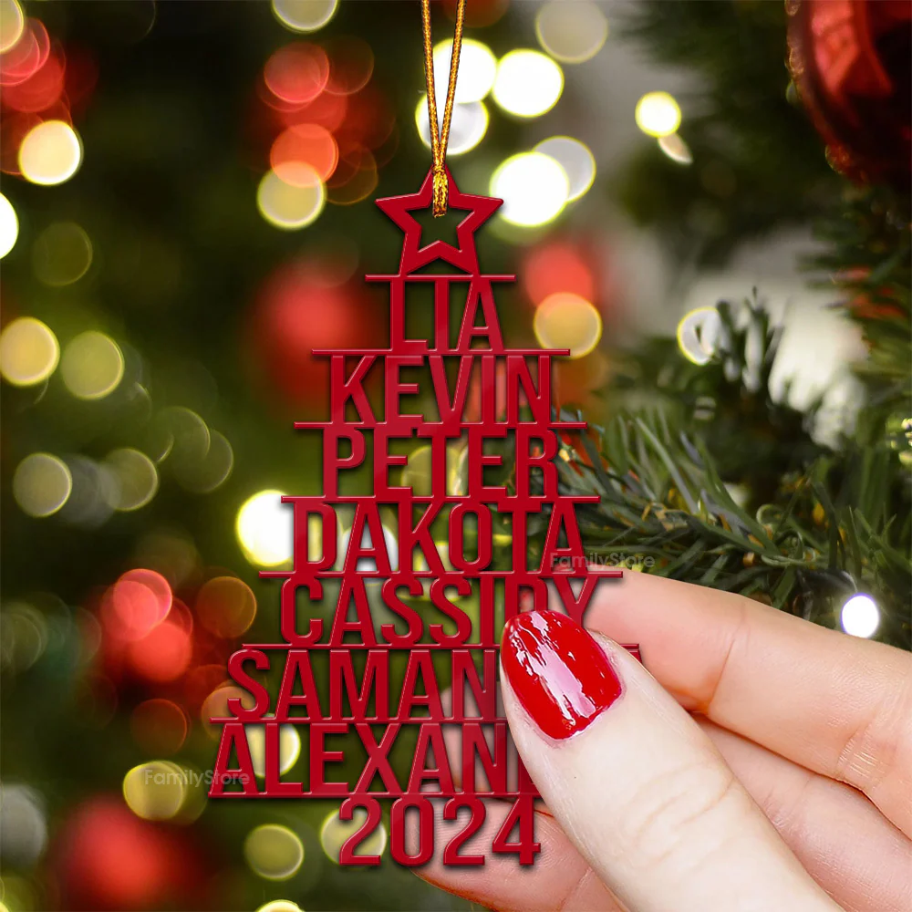 Our Family 2024 Christmas Tree - Gift For Family - Personalized Wood Ornament - NA94 - Image 4