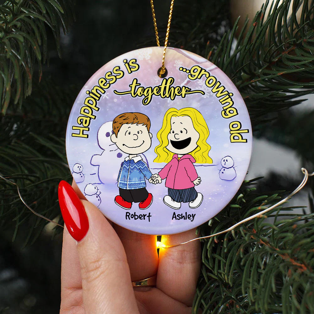 Peanut Christmas Happiness Together - Gift For Couples - Personalized Ceramic Ornament - CL43 - Image 3