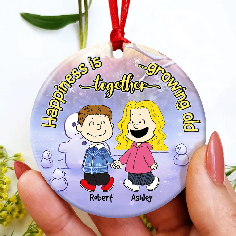 Peanut Christmas Happiness Together - Gift For Couples - Personalized Ceramic Ornament - CL43 - Image 4