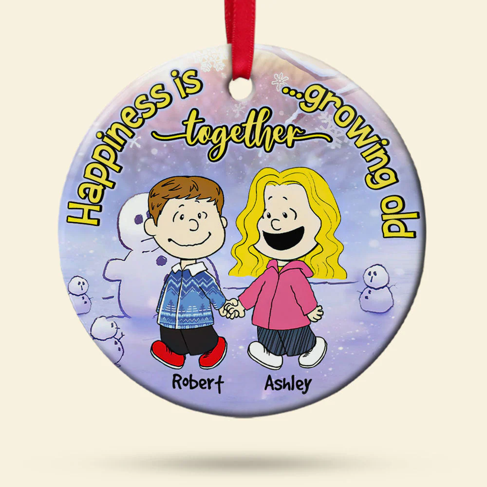 Peanut Christmas Happiness Together - Gift For Couples - Personalized Ceramic Ornament - CL43 - Image 5