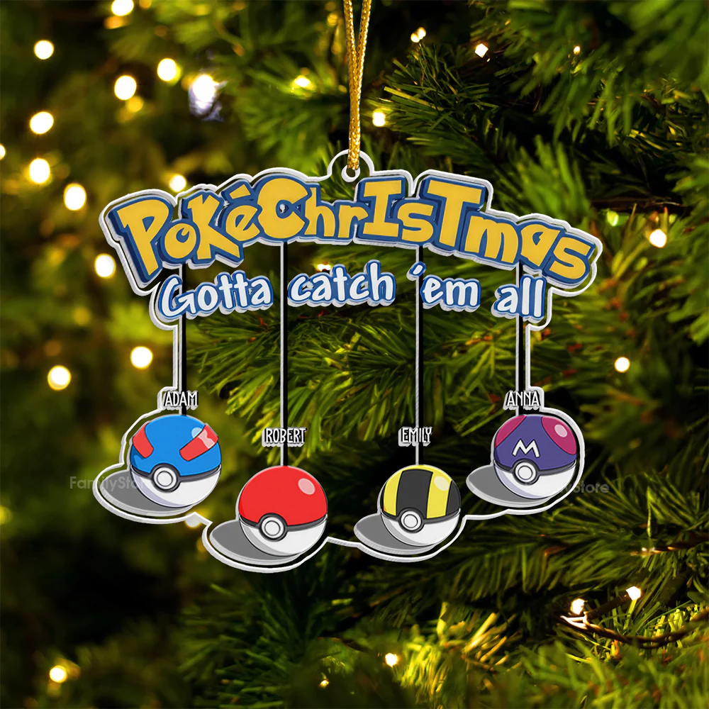 PoMo PokeChristmas Gotta Catch'em All - Gift For Family - Personalized Custom Shaped Acrylic Ornament - CL10 NA94 - Image 6