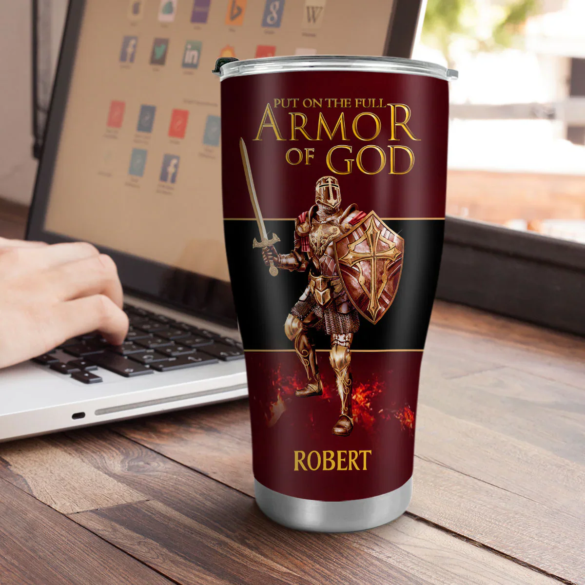 Put On The Full Armor Of God - Personalized Stainless Steel Tumbler - Image 6