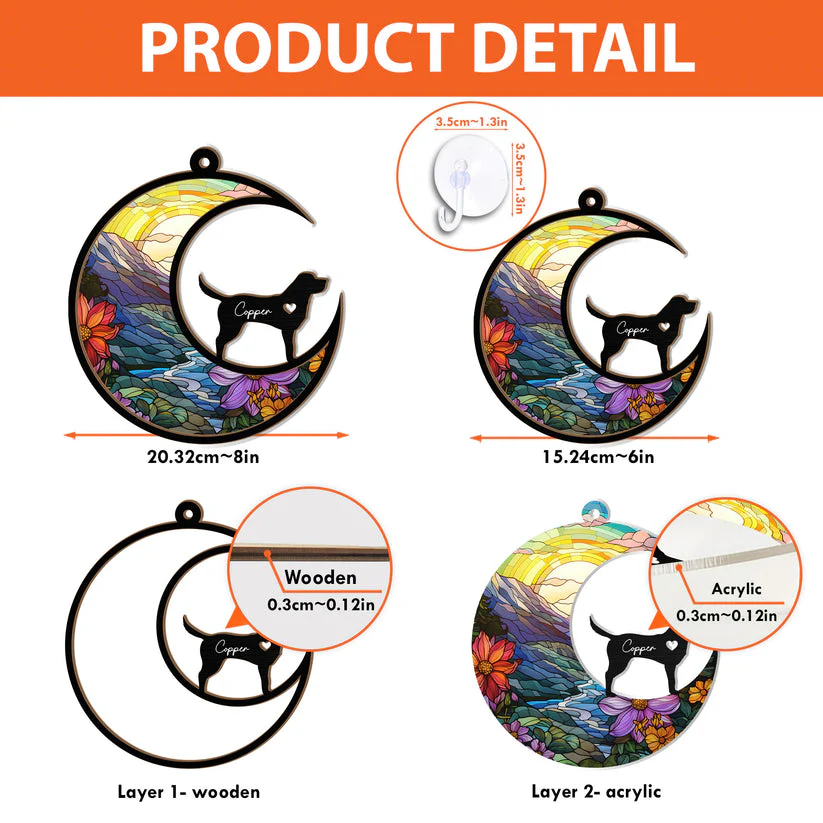 Rainbow Bridge Dog - Pet Memorial Gift - Personalized Window Hanging Window Hanging Suncatcher Ornament - Image 4