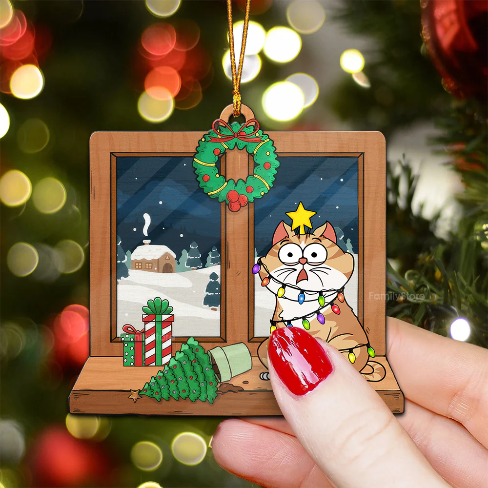 Rocking Around The Christmas Tree - Gift For Cat Lover, Pet Lovers - Personalized Wood Ornament - CLP03 NH96 - Image 3