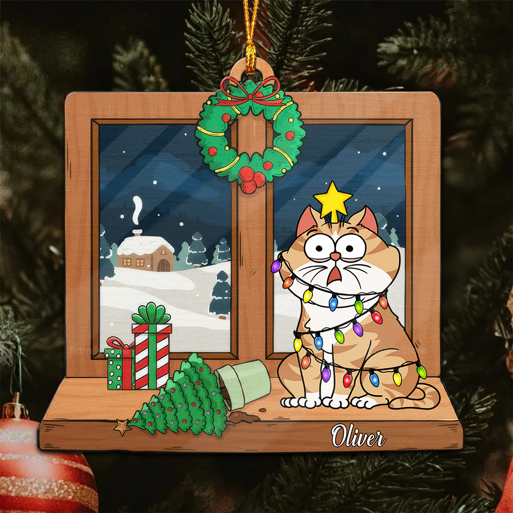 Rocking Around The Christmas Tree - Gift For Cat Lover, Pet Lovers - Personalized Wood Ornament - CLP03 NH96 - Image 4