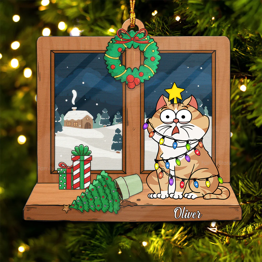Rocking Around The Christmas Tree - Gift For Cat Lover, Pet Lovers - Personalized Wood Ornament - CLP03 NH96 - Image 5