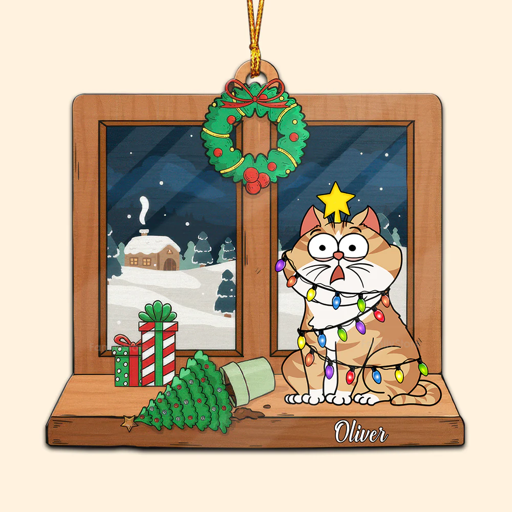 Rocking Around The Christmas Tree - Gift For Cat Lover, Pet Lovers - Personalized Wood Ornament - CLP03 NH96 - Image 6