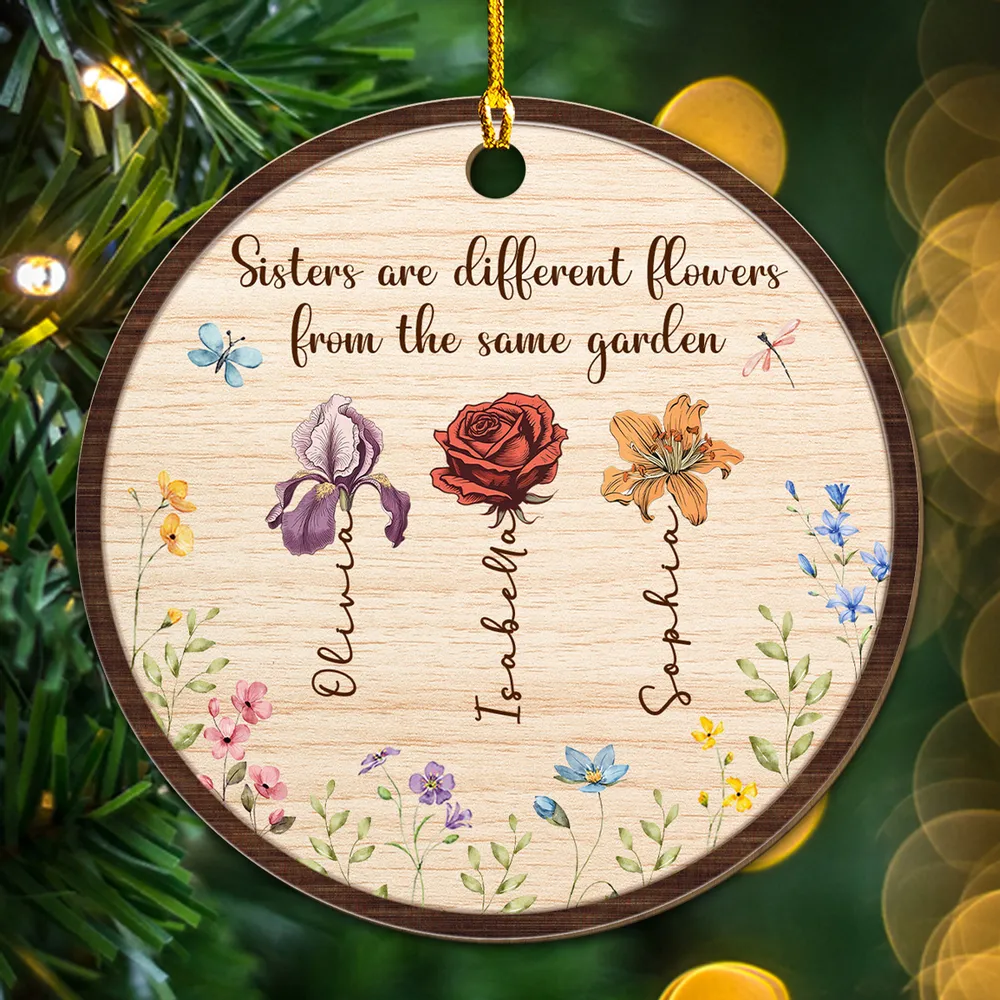 Sisters Are Different Blooms - Personalized Wood Ornament - Gift For Sisters, Besties, Friends - CL47 NA94 - Image 4