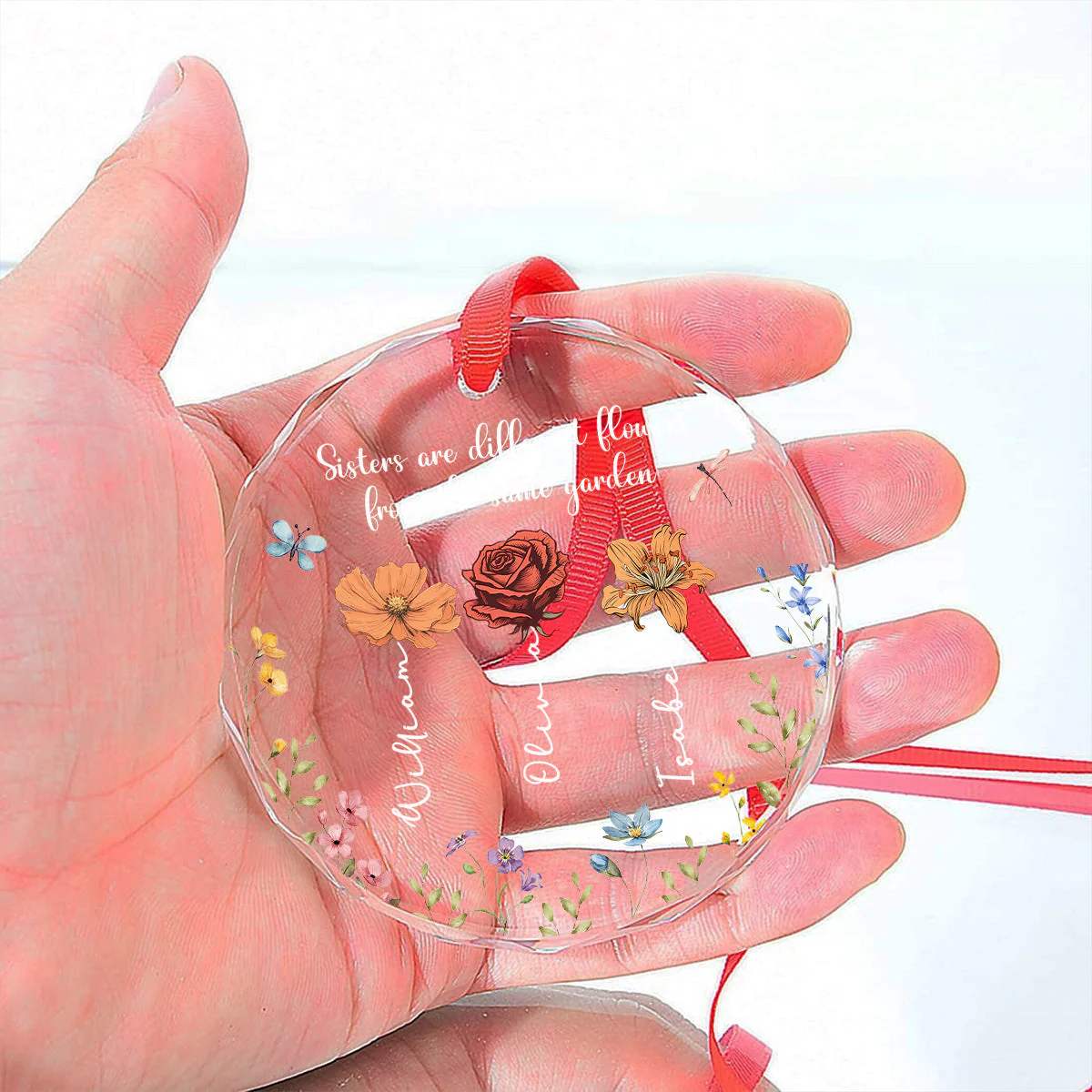 Sisters Are Different Flowers From The Same Garden - Personalized Glass Ornament - Gift For Sisters, Besties, Friends - CL47 NA94 - Image 3