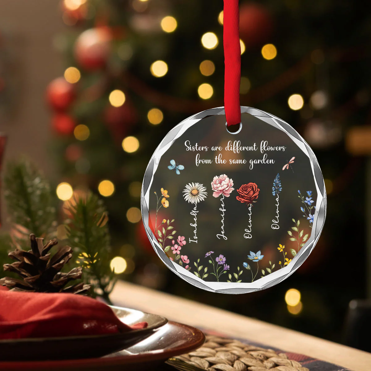 Sisters Are Different Flowers From The Same Garden - Personalized Glass Ornament - Gift For Sisters, Besties, Friends - CL47 NA94 - Image 4