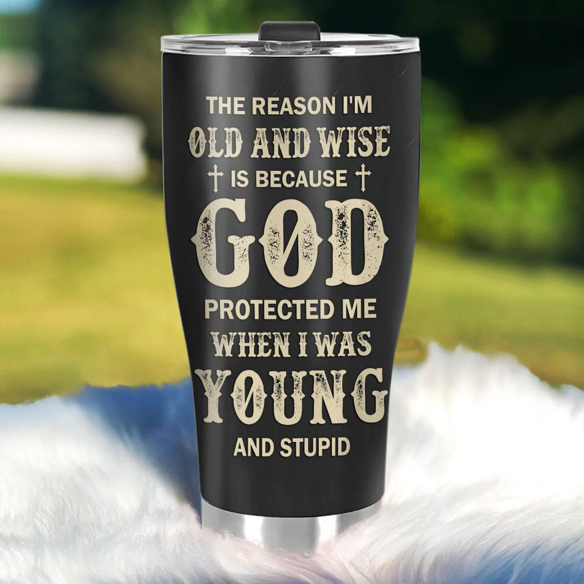 The Reason I'm Old And Wise Jesus Lion | Personalized Stainless Steel Tumbler - Image 6