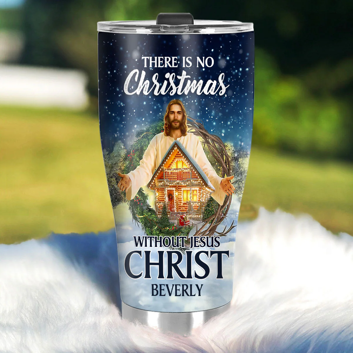 There Is No Christmas Without Jesus Christ | Personalized Stainless Steel Tumbler - Image 5
