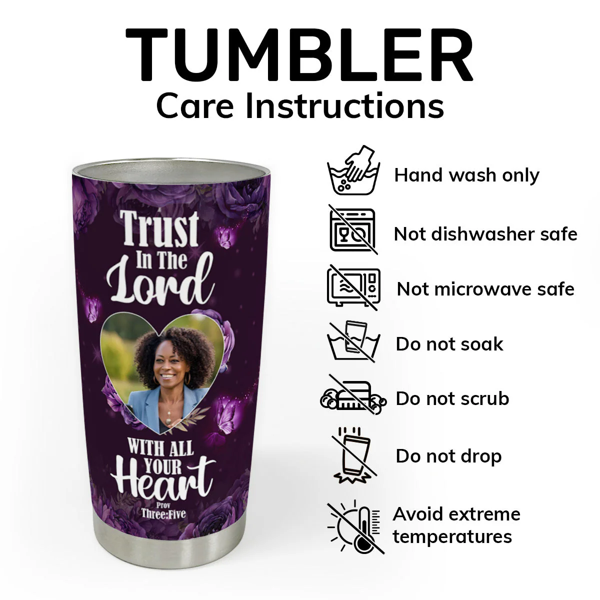 Trust In The Lord With All Your Heart - Personalized Stainless Steel Tumbler - Gift For Her | HN02 - Image 4