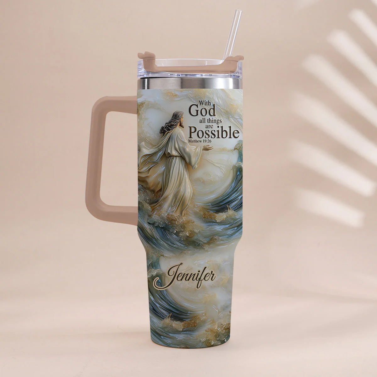 With God All Things Are Possible - Personalized 40oz Tumbler Cup With Straw TD118 - Image 10