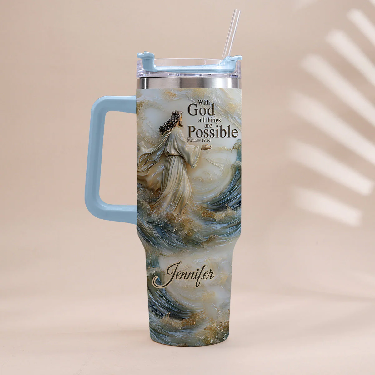 With God All Things Are Possible - Personalized 40oz Tumbler Cup With Straw TD118 - Image 6