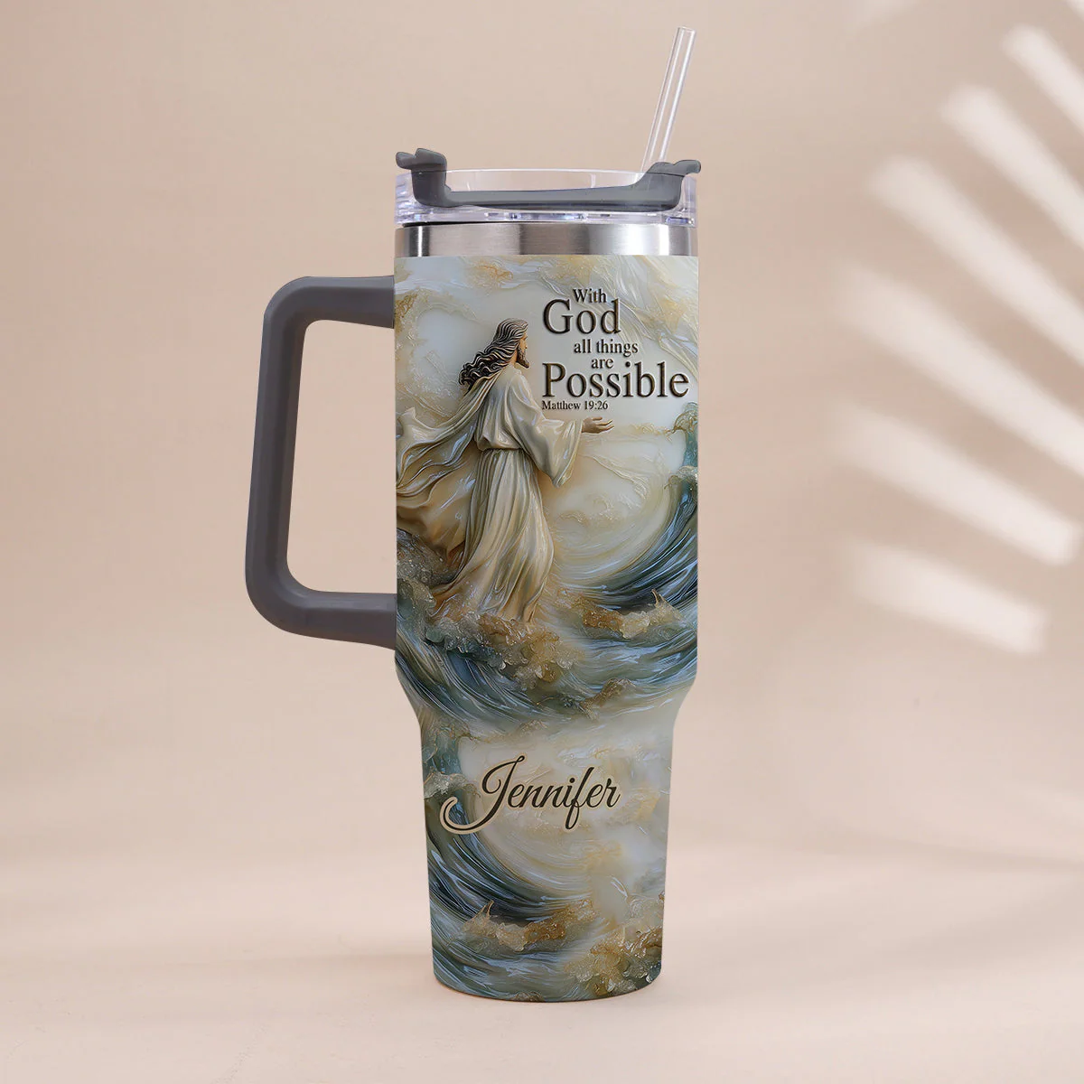 With God All Things Are Possible - Personalized 40oz Tumbler Cup With Straw TD118 - Image 7