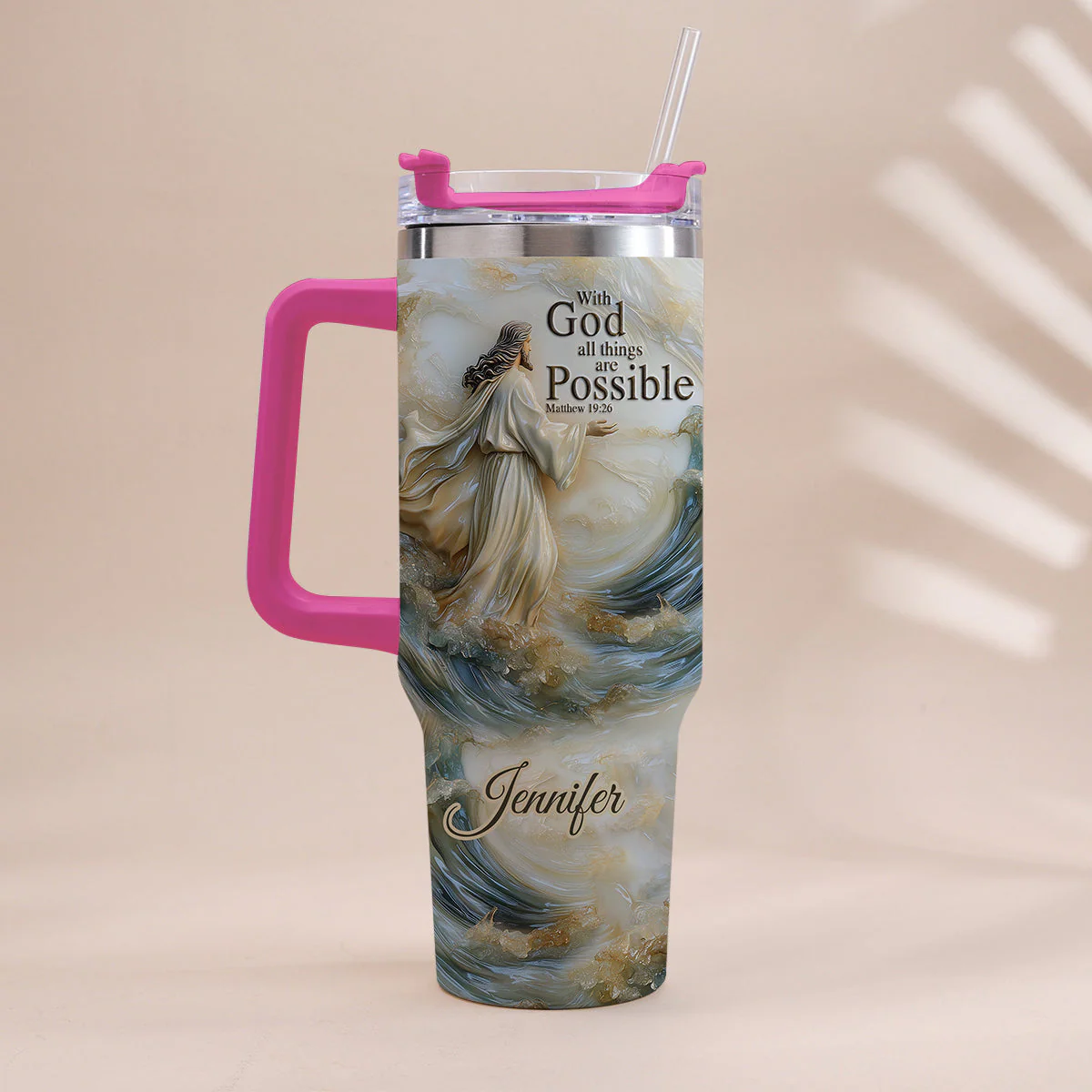 With God All Things Are Possible - Personalized 40oz Tumbler Cup With Straw TD118 - Image 8