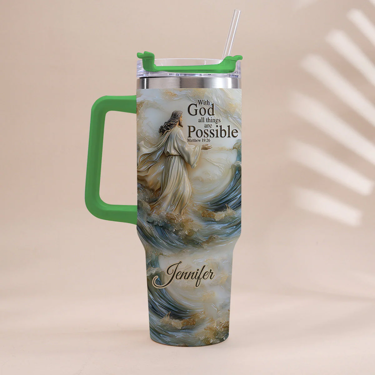 With God All Things Are Possible - Personalized 40oz Tumbler Cup With Straw TD118 - Image 9