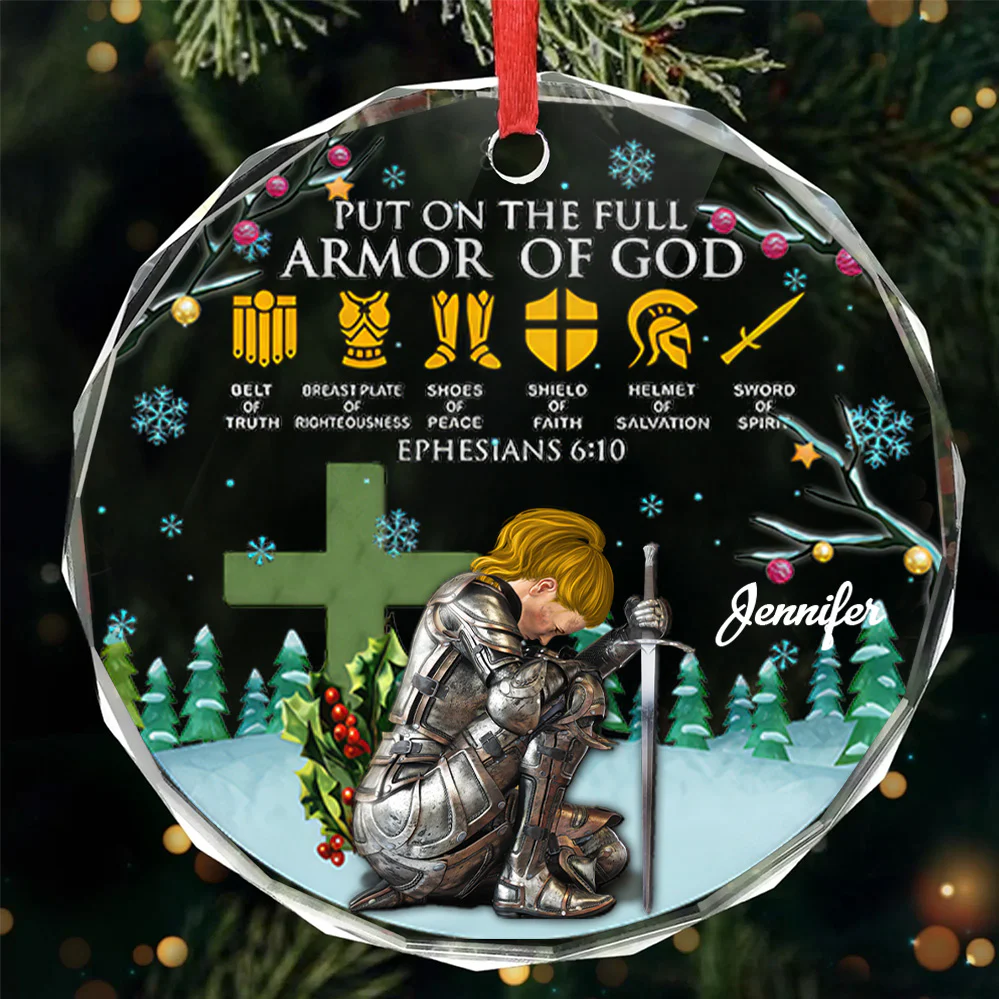 Woman Warrior Put On The Full Amor Of God - Personalized Glass Ornament | CLGOD03 NL122 - Image 3